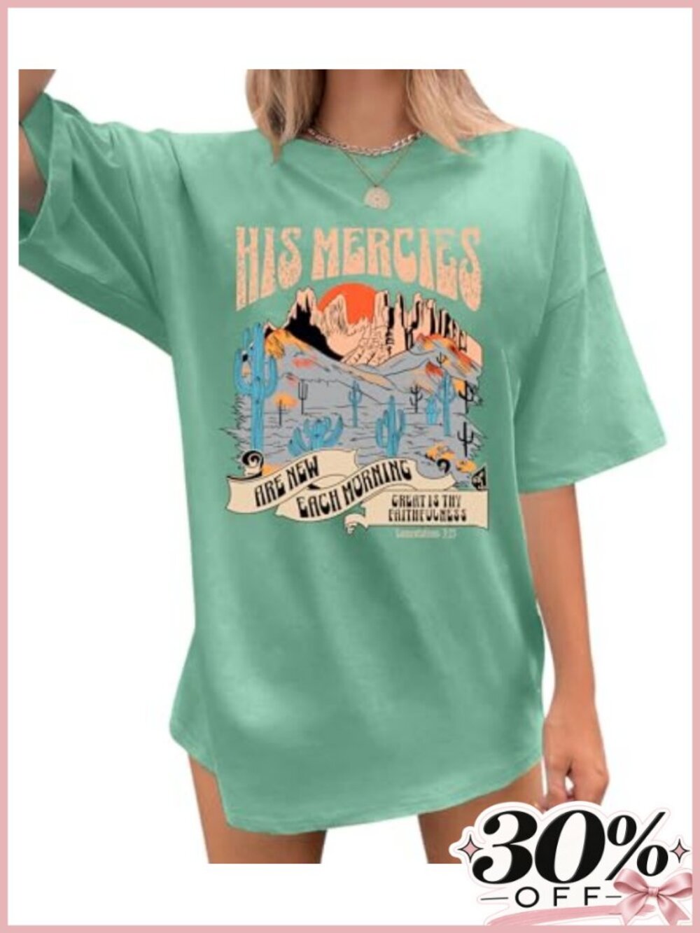 Christian Faith Sun Mountain Graphic Tee Women's Crew Neck Short Sleeve Blouse